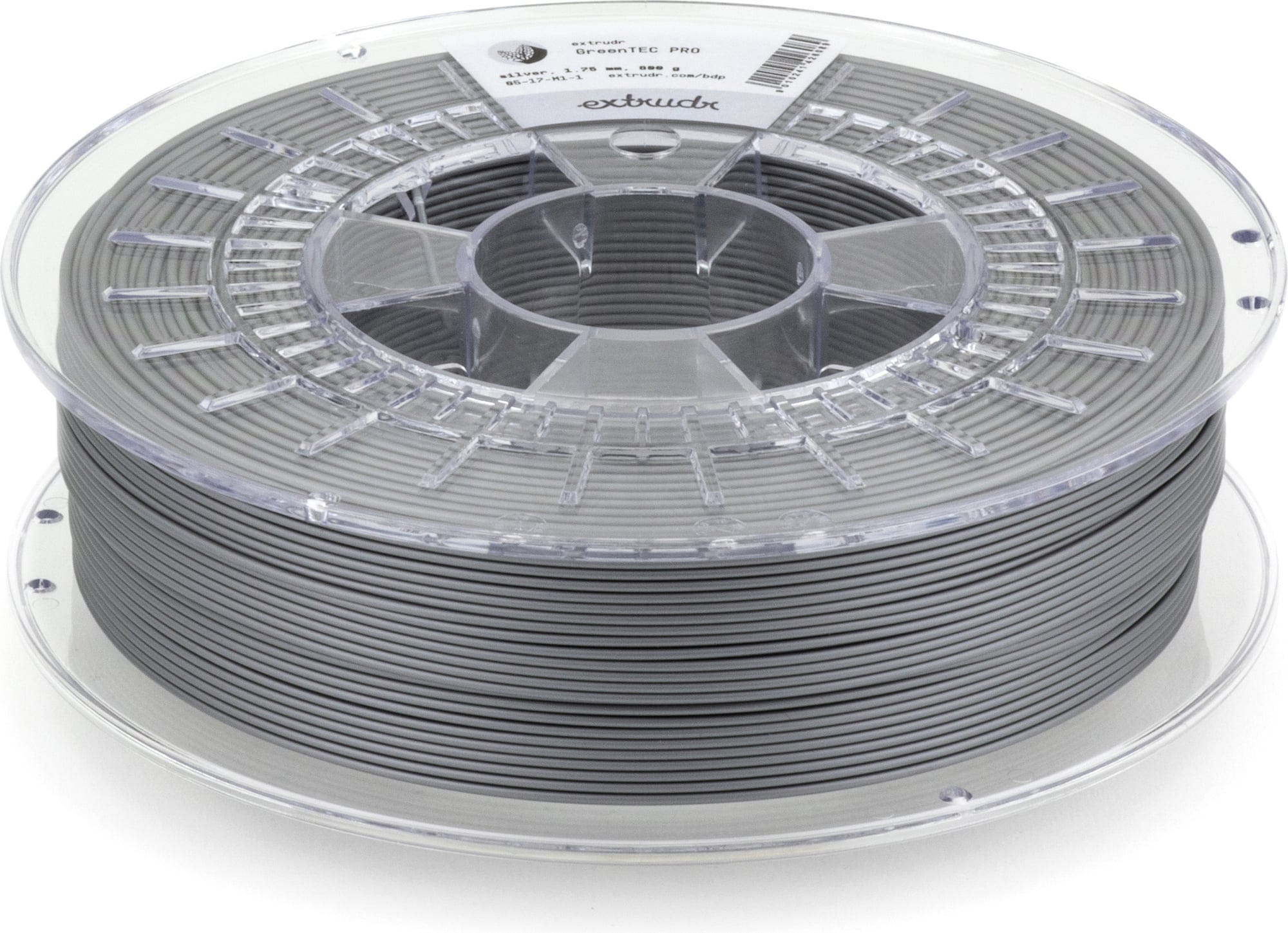 Extrudr  Green-TEC PRO Silber, 1,75 mm / 800 g    Hochleistungsmaterial mit biologisch-organischer Zusammensetzung