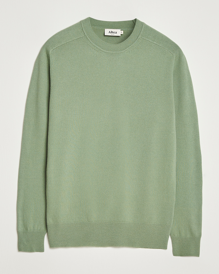 Altea Wool/Cashmere Crew Neck Pullover Green