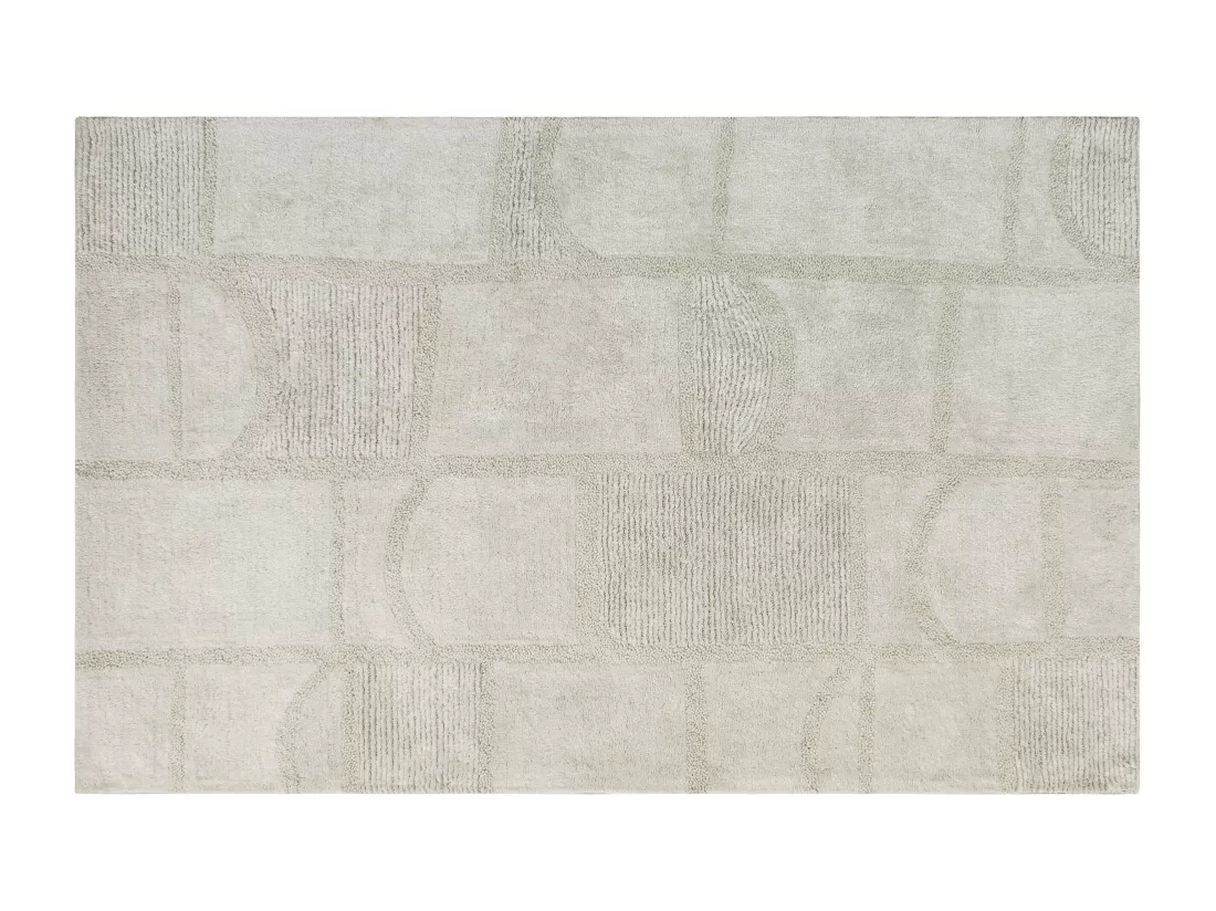 Tapis en relief en coton fait à la main - 160 x 230 cm - 1800g/m2 - Ivoire - HAZELA