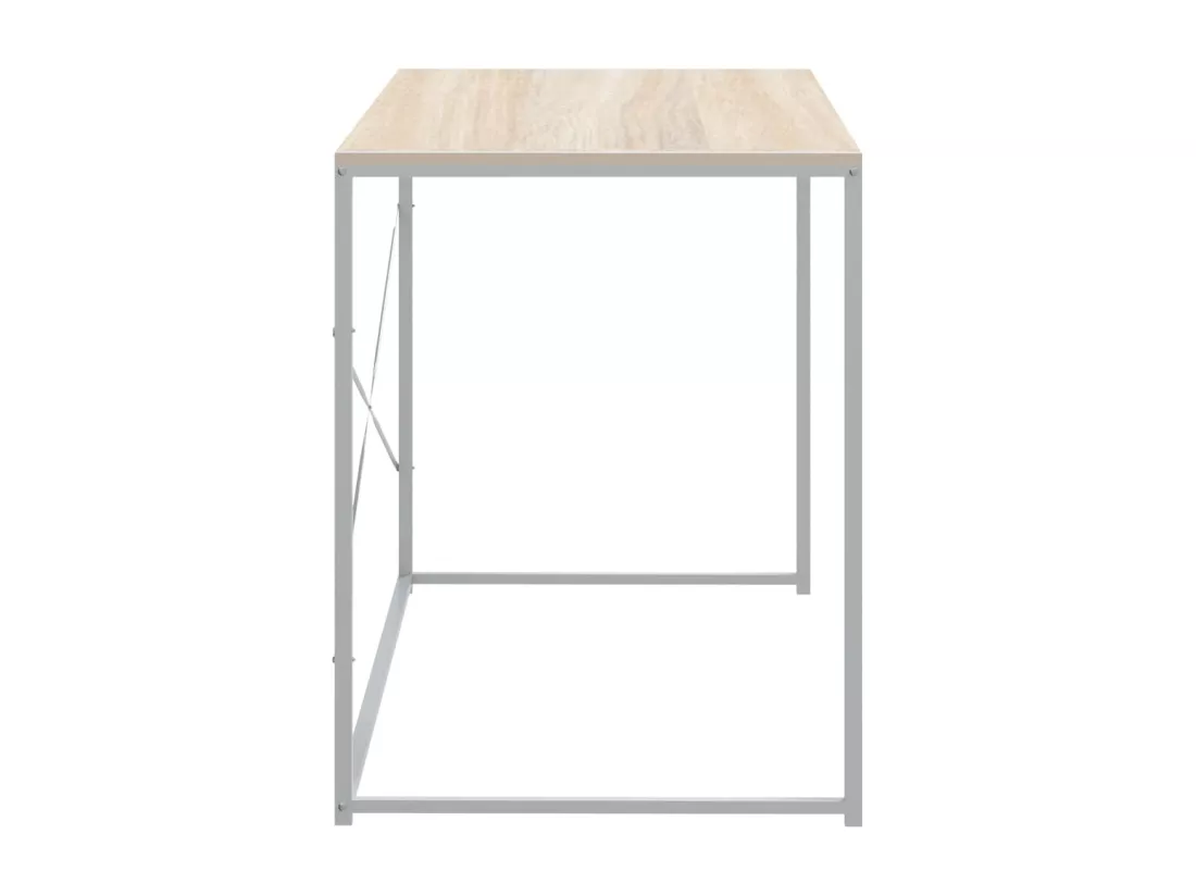 Bureau d'ordinateur Blanc et chêne 110x60x70 cm Aggloméré