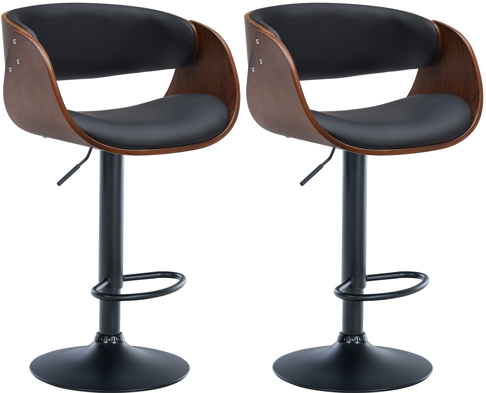 CLP 2er Set Barhocker Portmore Kunstleder I Höhenverstellbarer Barstuhl Mit Lehne Und Robustem Metallgestell