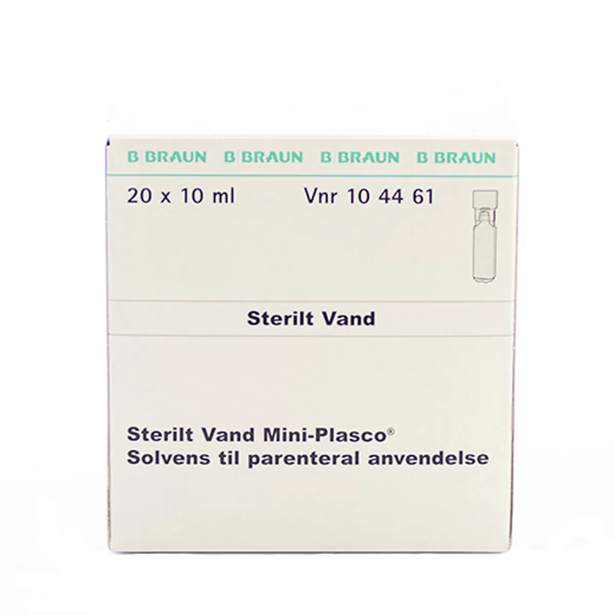 Sterilt vand Mini-plasco Parenteral anvendelse - 20 x 10 ml