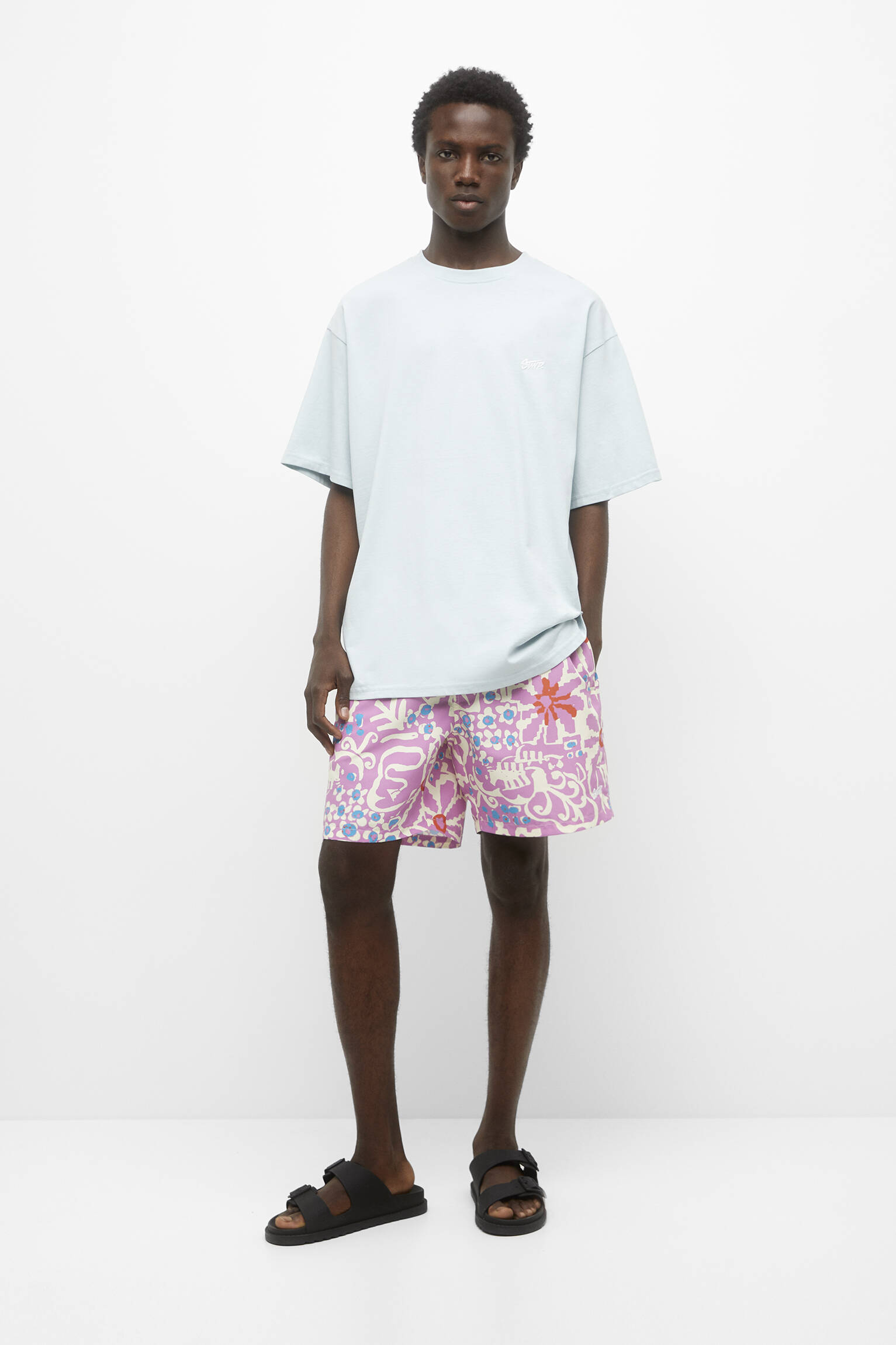 Maiô com estampa floral - rosa