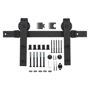 Starx Schuifdeursysteem industrieel mat zwart complete set met hangrollen