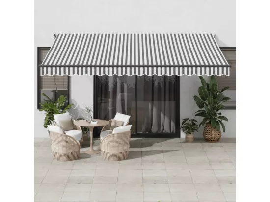 Auvent manuel rétractable avec LED anthracite blanc 450x350 cm