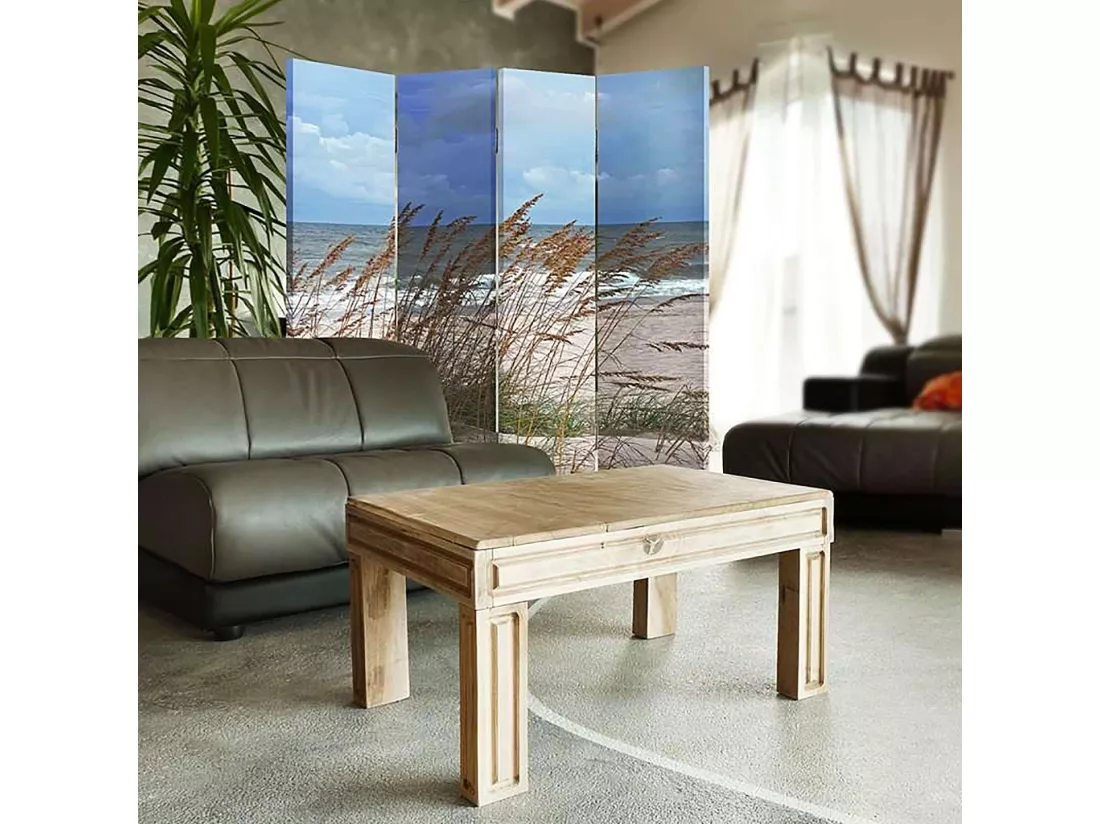 Paravent Herbe de la Mer Ambiance Bord de Plage 4 Volets - 145 x 150 cm - 2 faces R° V°