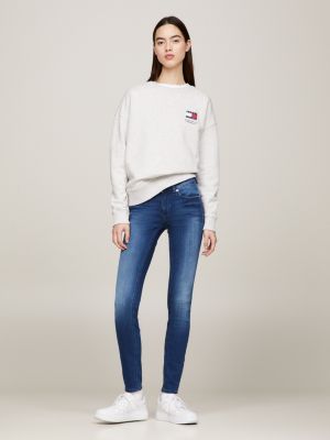 Calça jeans skinny desbotada de cintura baixa Sophie