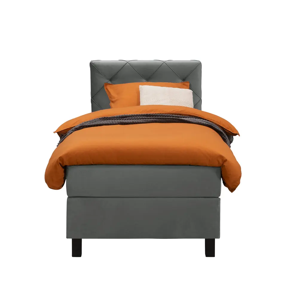 Boxspring Liv geruit - grijs - 90x200 cm - vierkante poot