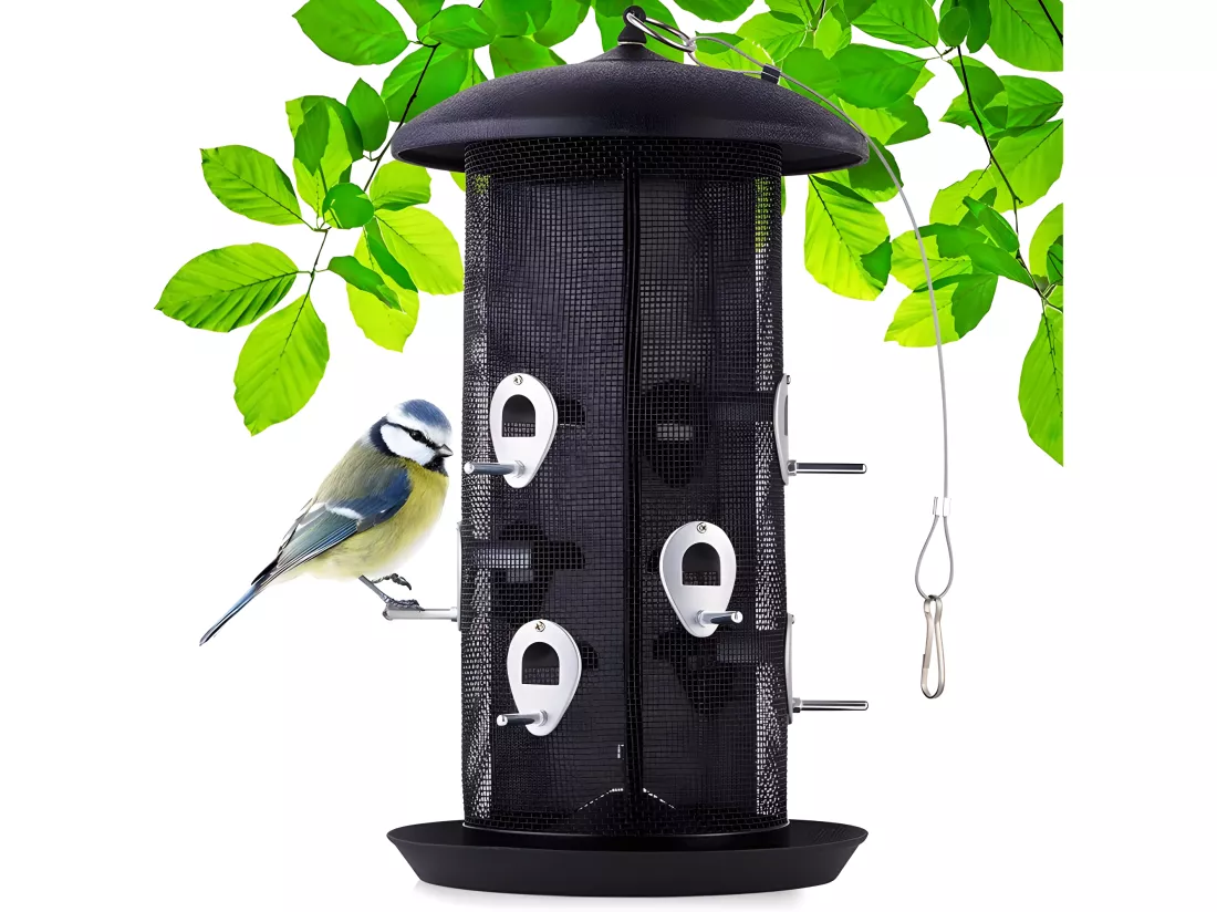 Mangeoire oiseaux extérieur à suspendre pour oiseaux sauvages pour jardin balcon Distributeur de nourriture«34722 Nourri-Silo»
