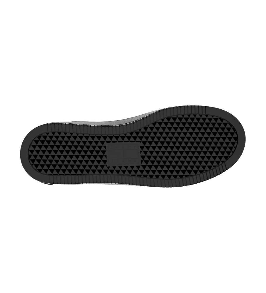 Tênis plataforma Tommy Jeans Ess em couro preto - Altura da plataforma: 4 cm -