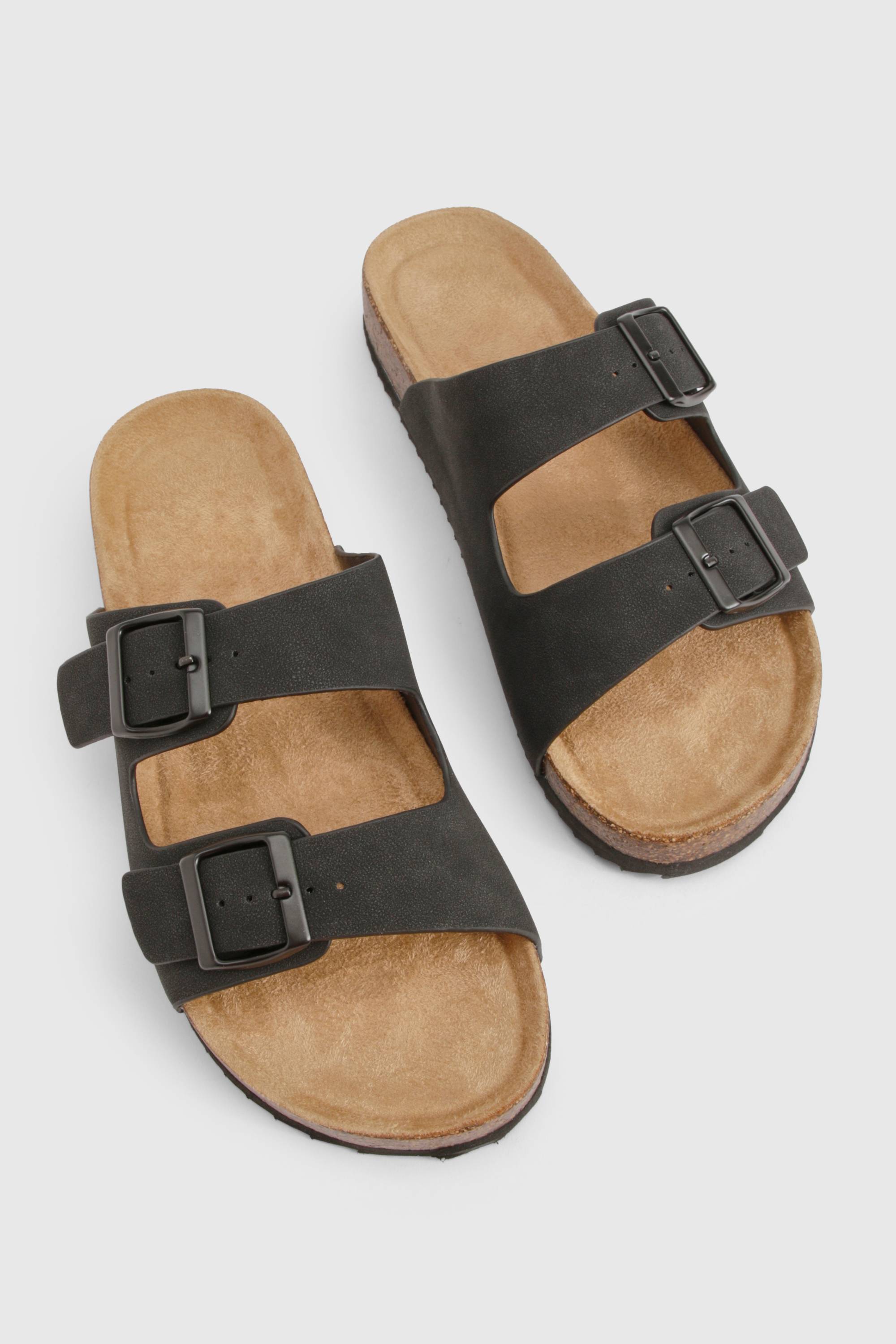 boohoo Sandales à double lanière, semelle profilée et boucle