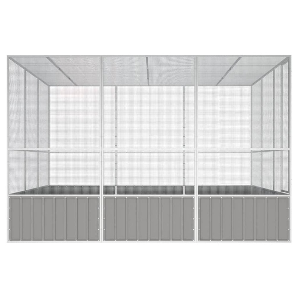 Cage à oiseaux gris 302,5x324,5x211,5 cm acier galvanisé