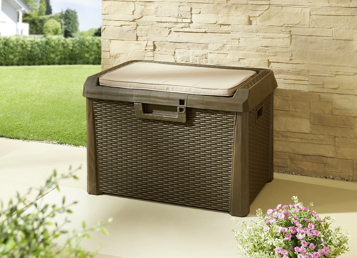 Gartenbox Santorini in elegantem Rattan-Design