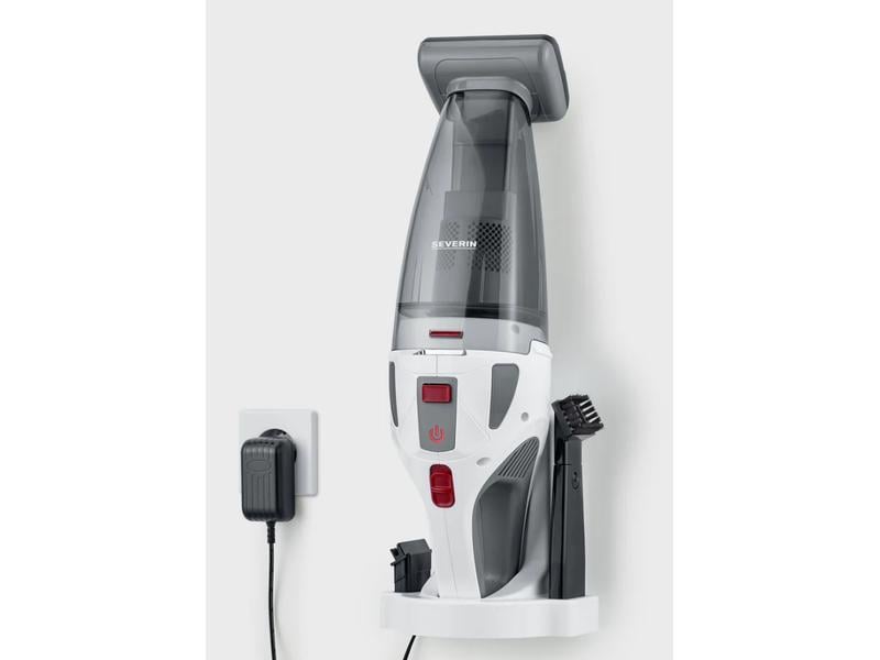 Severin Akku-Handsauger HV7146 Grau/Weiss Kabelloser Handstaubsauger zum Saugen von Staub und Flüssigkeiten
