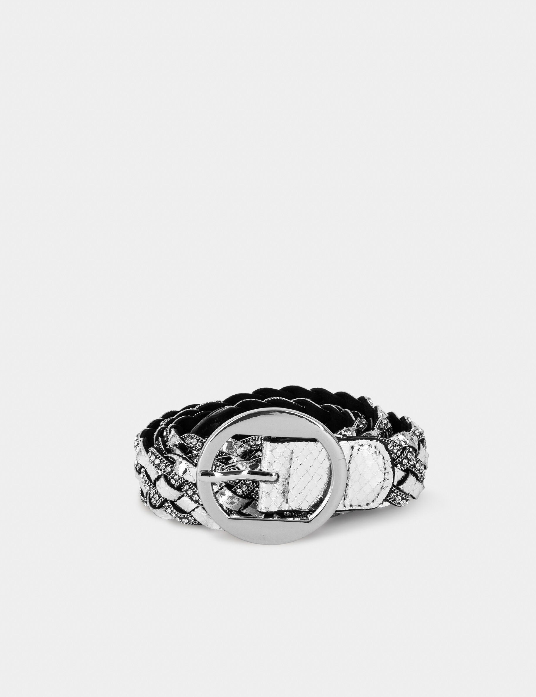 Ceinture tressée avec strass gris moyen femme - gris_moyen