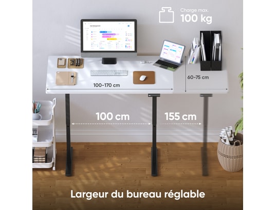 ONKRON - Bureau assis debout motorisé poids max 100 kg cdf222e-b noir