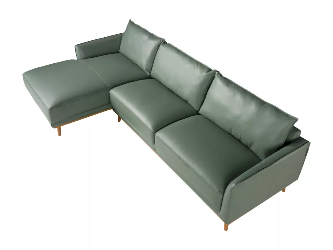 Canapé d'angle gauche en cuir vert 6200 ANGEL CERDA