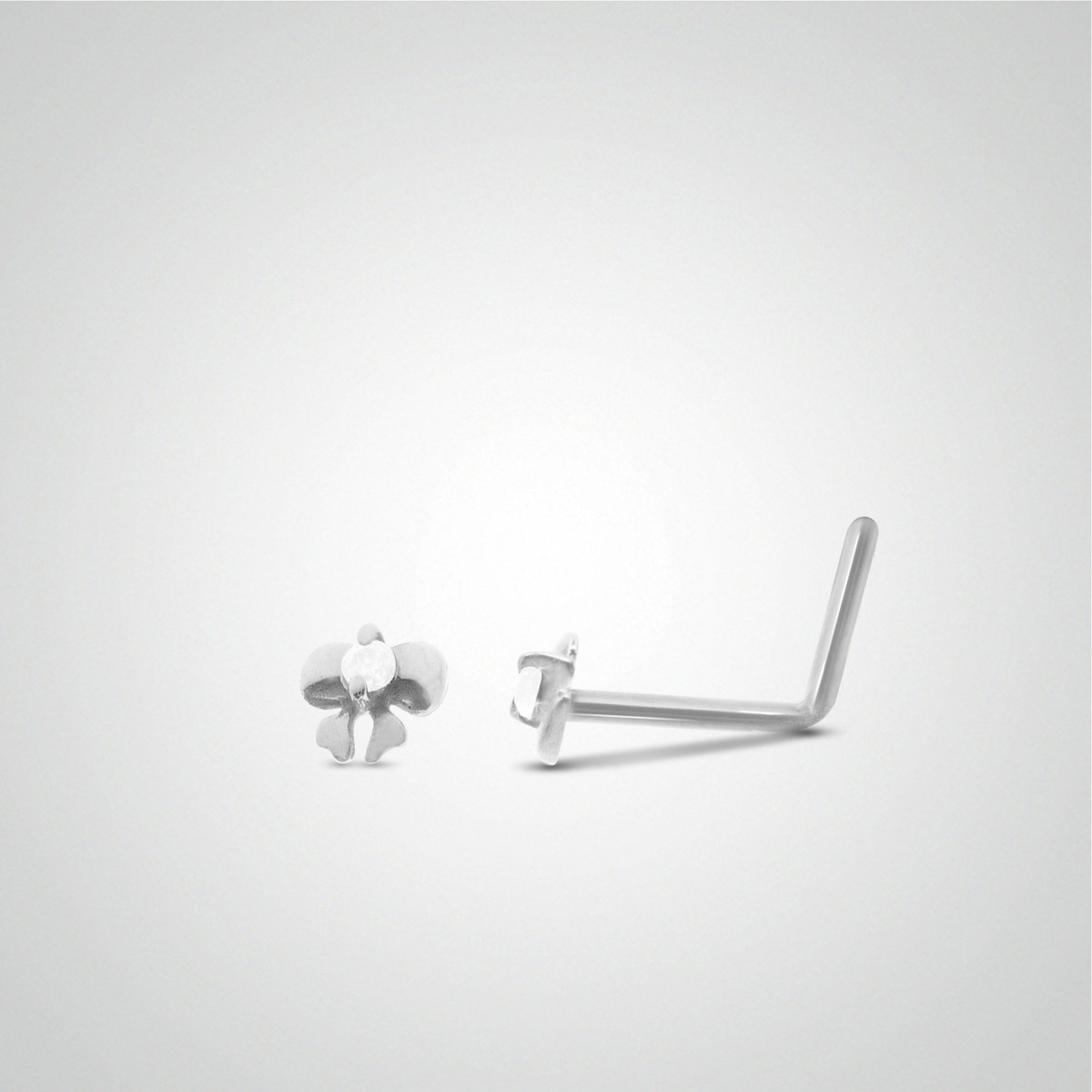 Piercing de nez noeud or blanc avec barre pliée