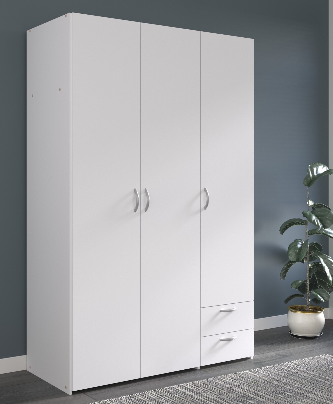 Kleiderschrank DAILY 2 - weiß - 3 Türen - 120 cm breit