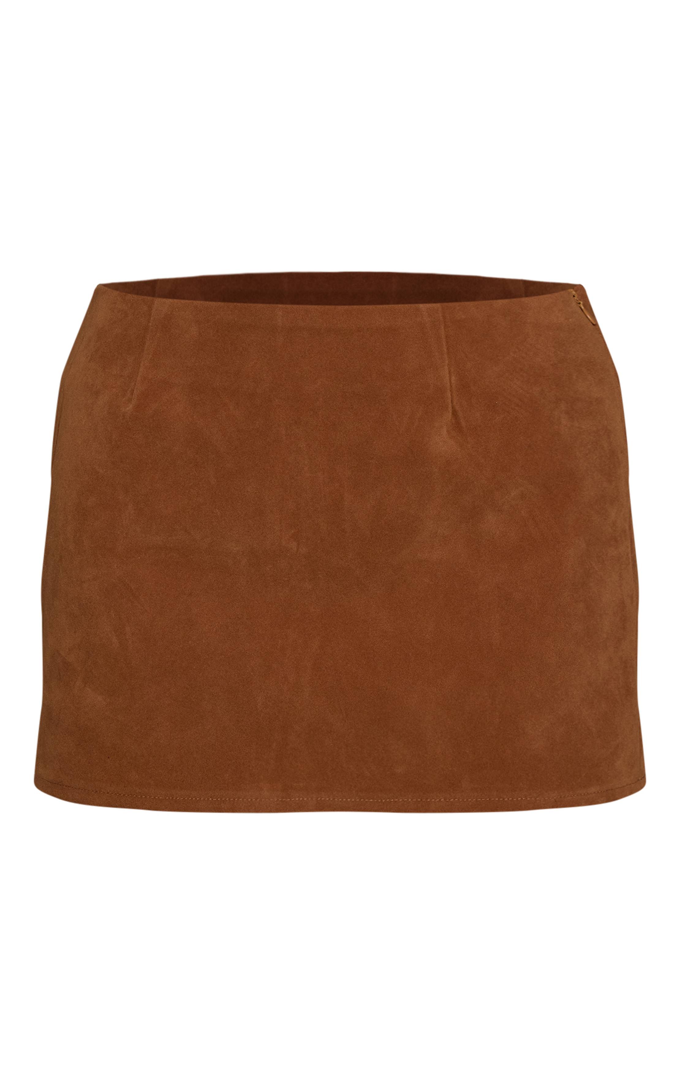 Deep Taupe Ensemble Coordonné Jupe Mini En Daim