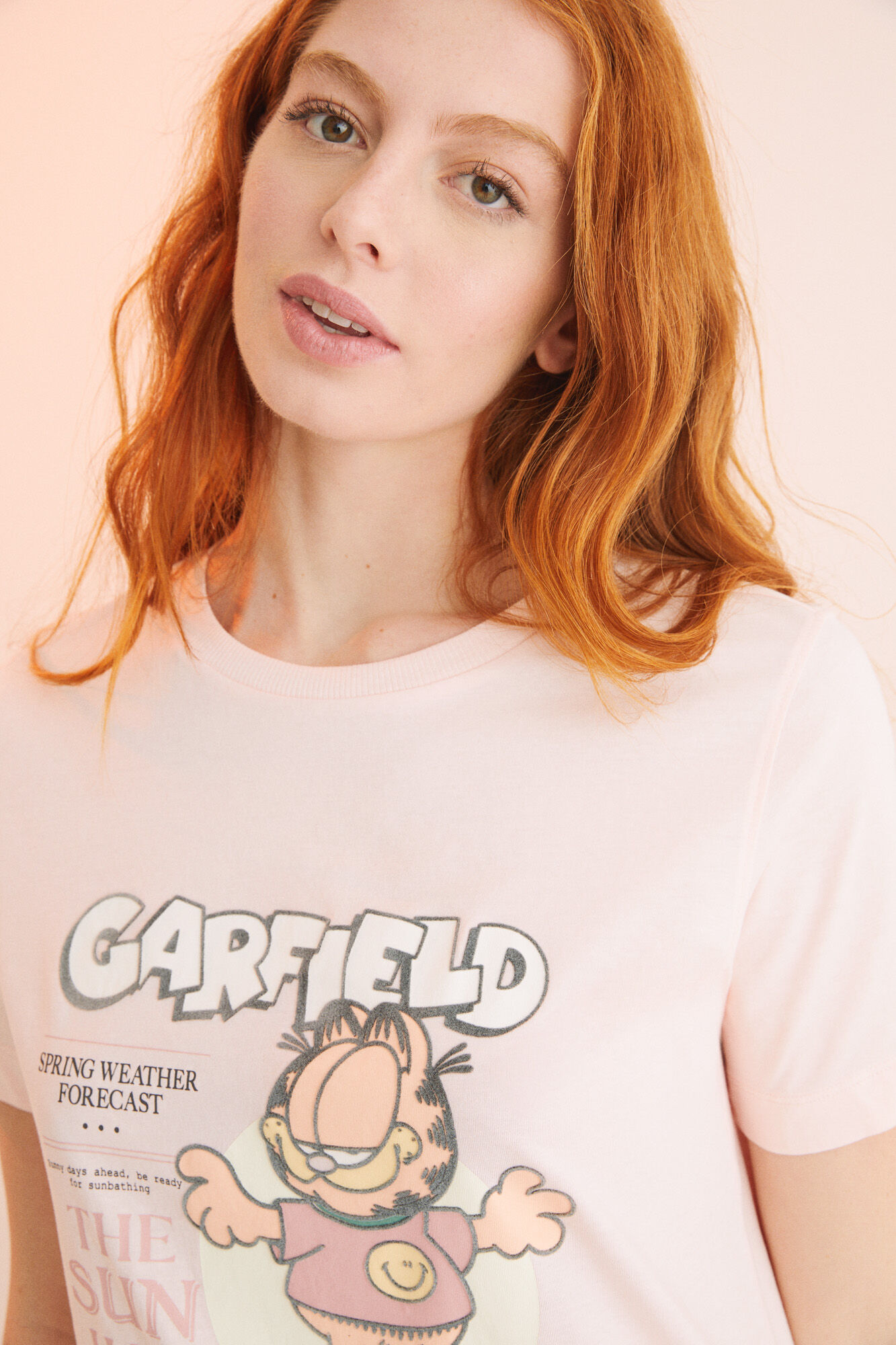 Pijama comprido rosa de algodão do Garfield - rosa