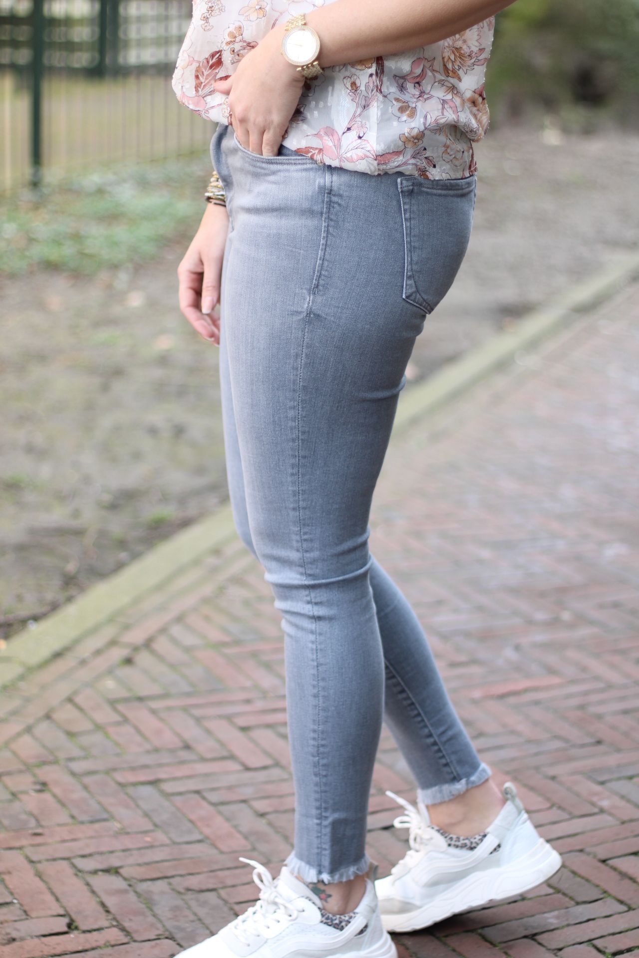 COJ Denim - Lina Fringe Jeans - Stone Grey