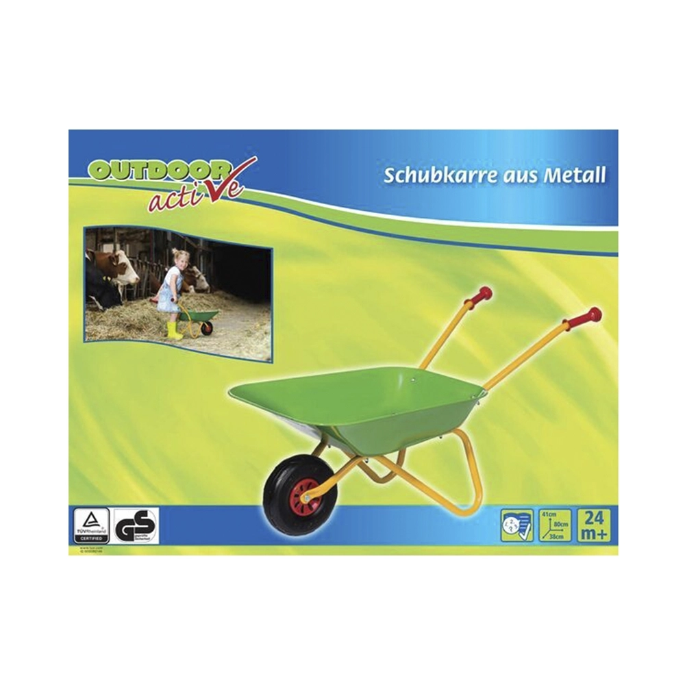 OUTDOOR active Schubkarre Metall grün und gelb
