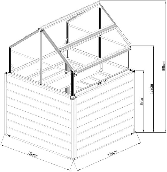 Zipper ZI-BGWH169 Balkon Gewächshaus Mini-Gewächshaus 120x120x169 cm, Grau