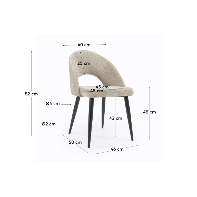 Kave Home Mael eetkamerstoel chenille beige