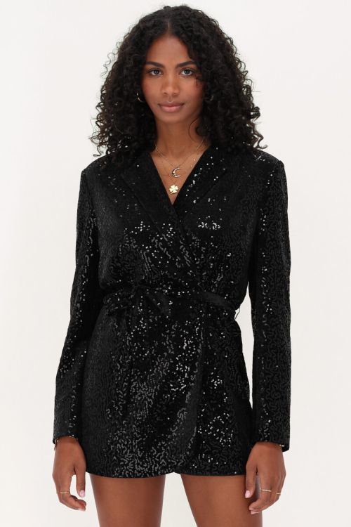 Zwarte playsuit met pailletten