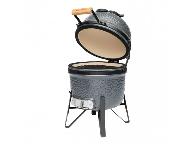 BergHOFF 2415703, Grill, 33 cm, Sort, Grå, Rund, Bambus, Støbejern, Keramisk, Rustfrit Stål, Sten, 4 ben