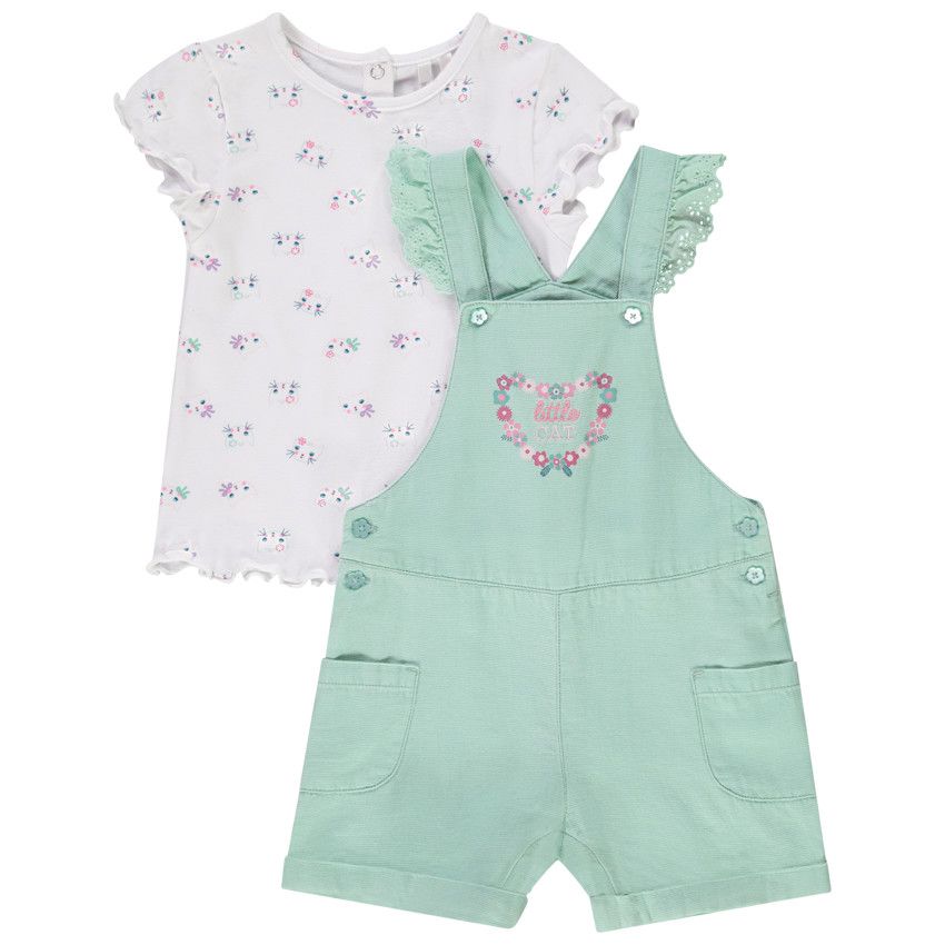 Ensemble 2 pièces imprimé chats pour bébé fille - Bleu