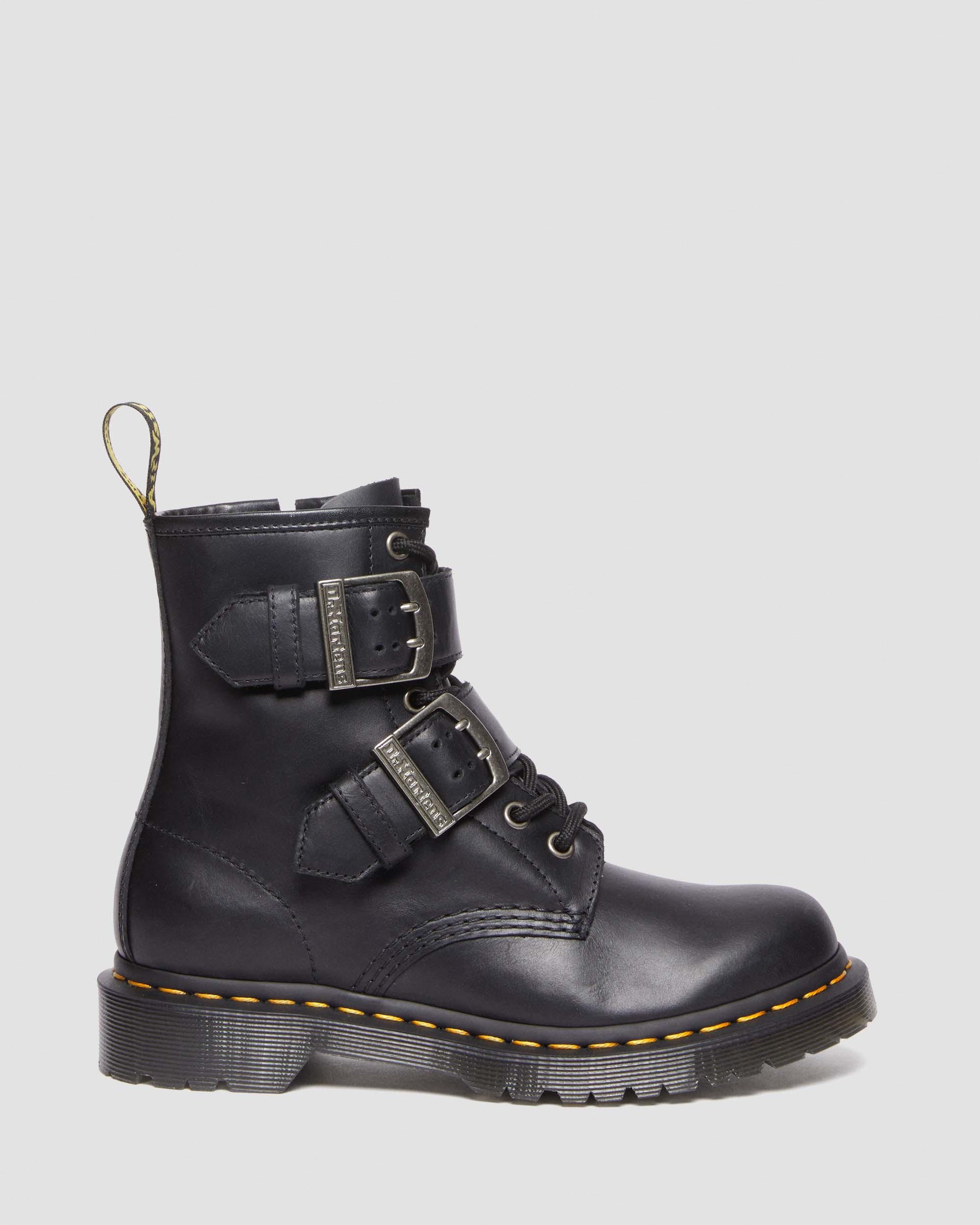 1460 Buckle Pull Up Leather Lace Up Boots