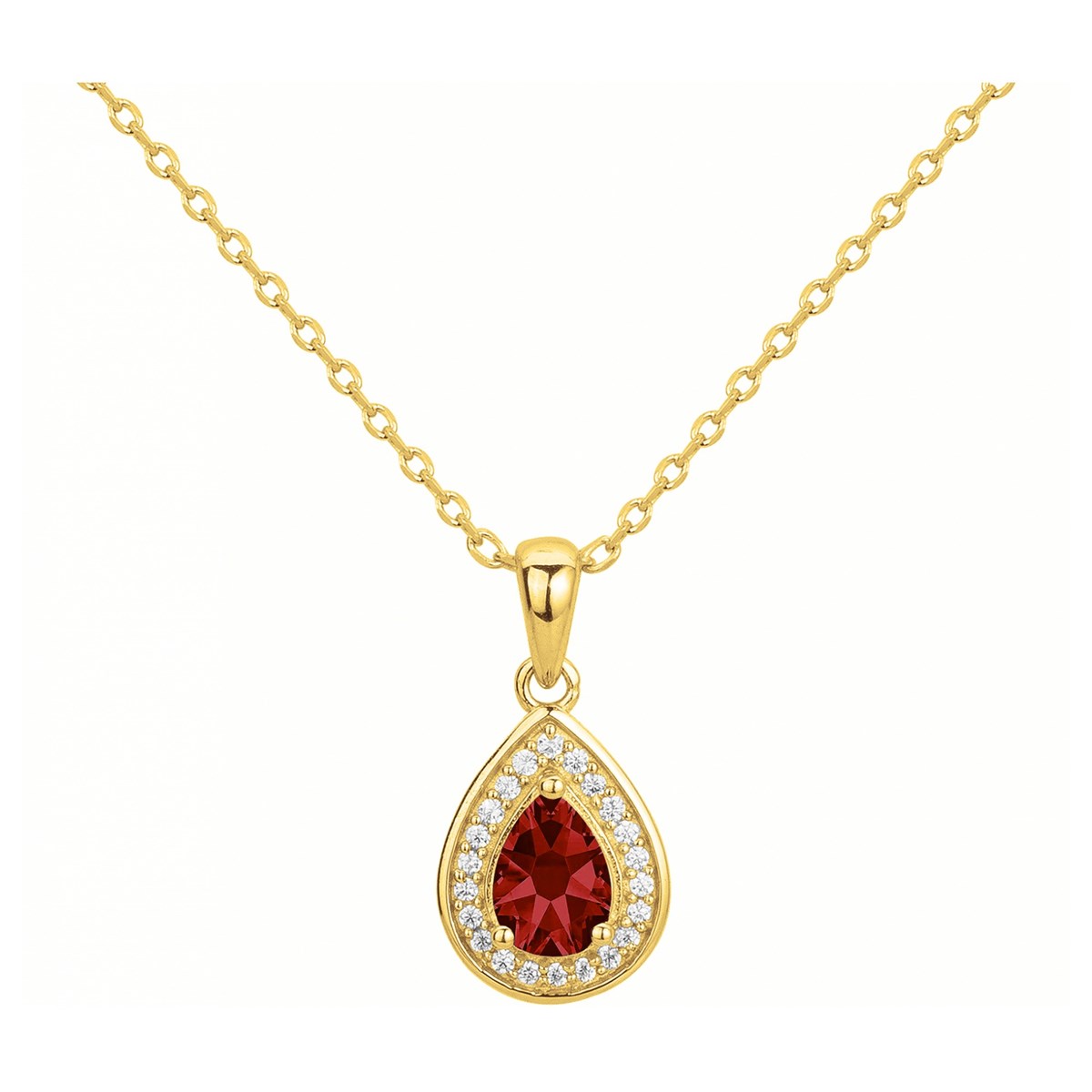 Collier mono-motif en Plaqué Or avec spinelle rouge rubis