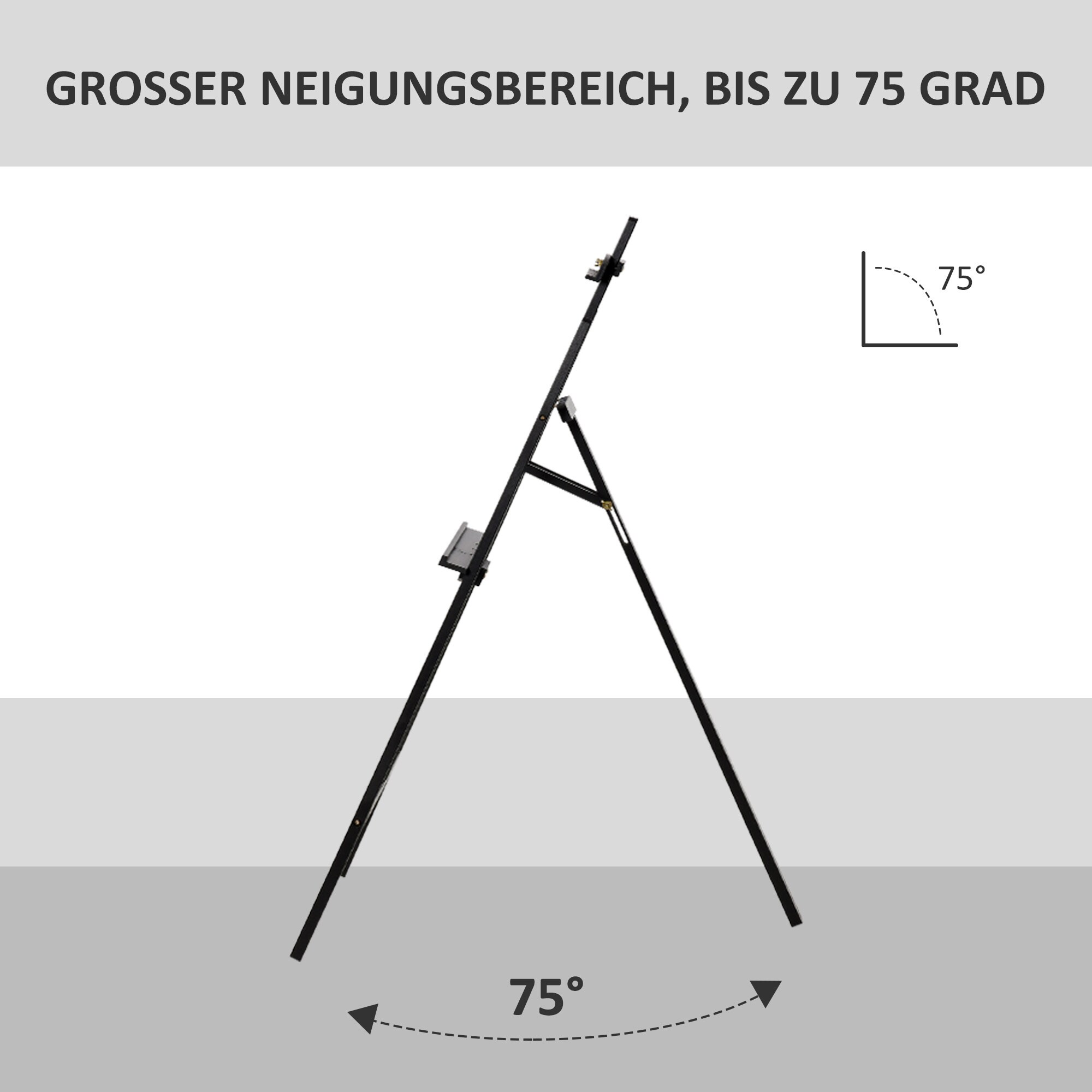 HOMCOM Staffelei Staffelei Keilrahmen mit Halterung Atelierstaffelei 90° einstellbar holz Natur 51,5 x 71,5 x 134,5 cm (LxBxH)