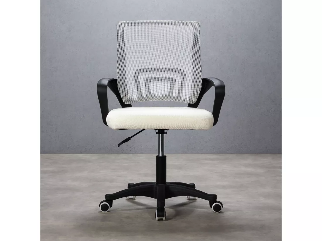 Chaise de bureau PHOENIX, Pivotante et réglable en hauteur, Tissu mesh, Avec accoudoirs, Blanc
