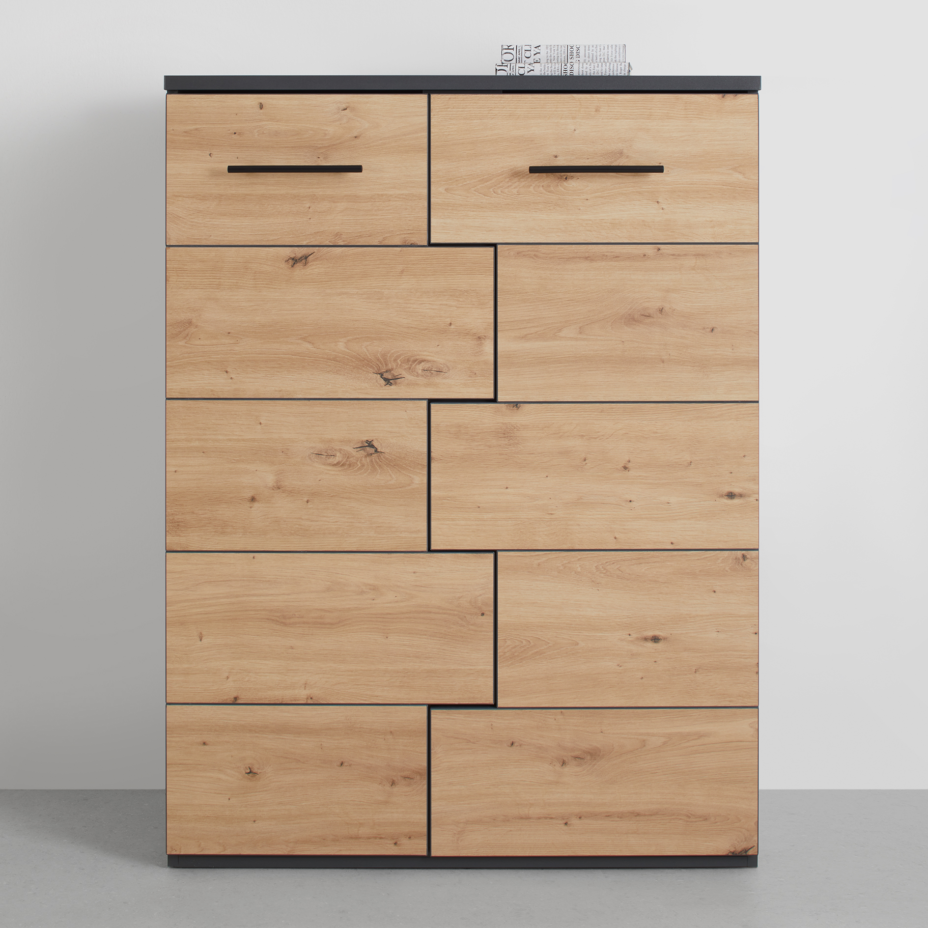 Schuhschrank - anthrazit-Artisan Eiche - 90 cm