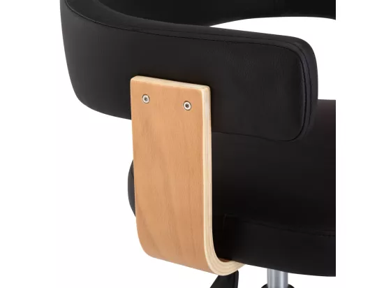 Chaise pivotante de bureau Noir Bois courbé et similicuir