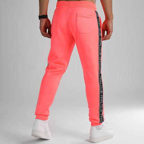 Pantalon Jogging A Bandes et Broderie 1000 Rose Fluo