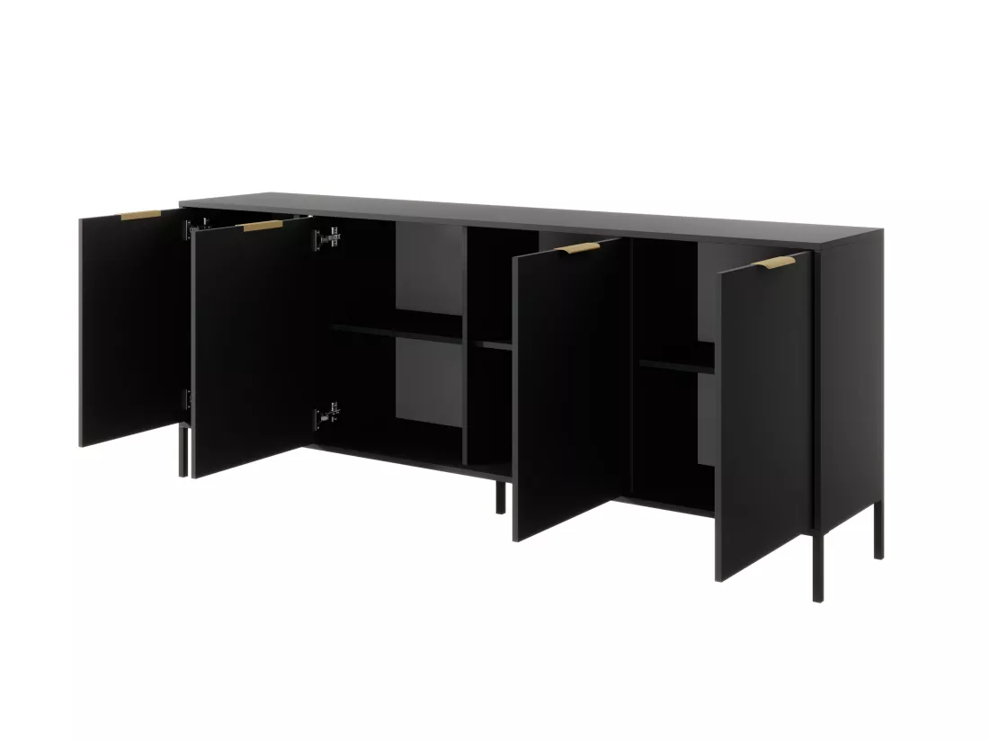 Buffet avec 4 portes - Anthracite et doré - PAVELI