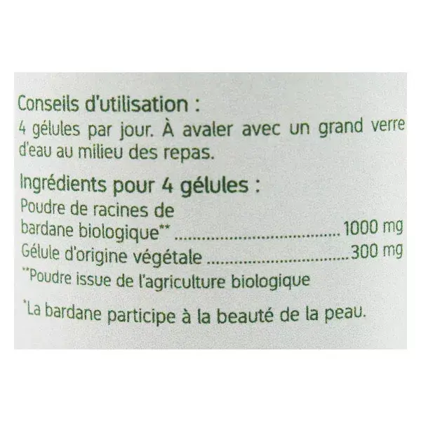 Cápsulas Vegetais de Bardana Orgânica Nat & Form - 200 unidades