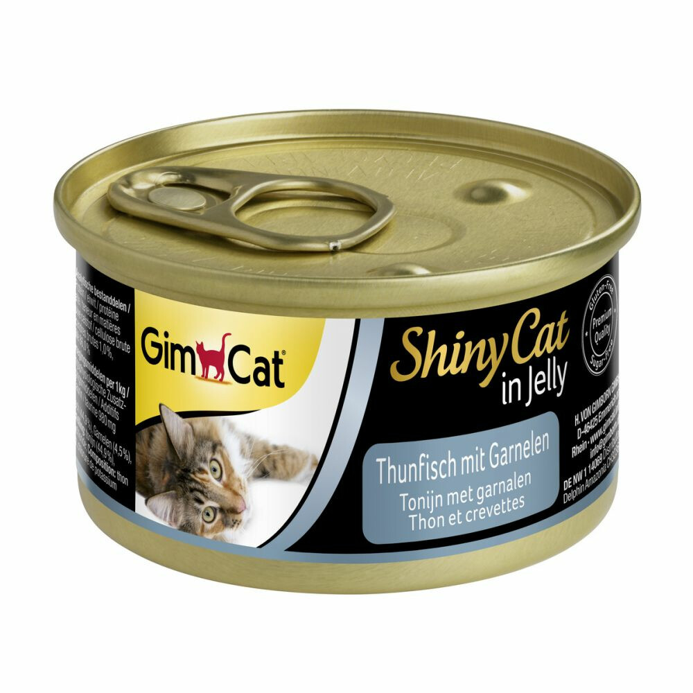24x GimCat Shinycat in Jelly Tonijn & Garnalen70 gr