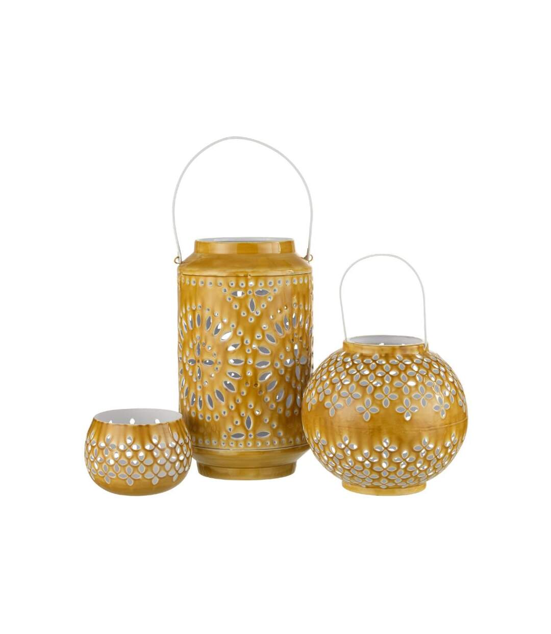 Paris Prix - Lanterne Cylindrique Métal sévilla 45cm Ocre