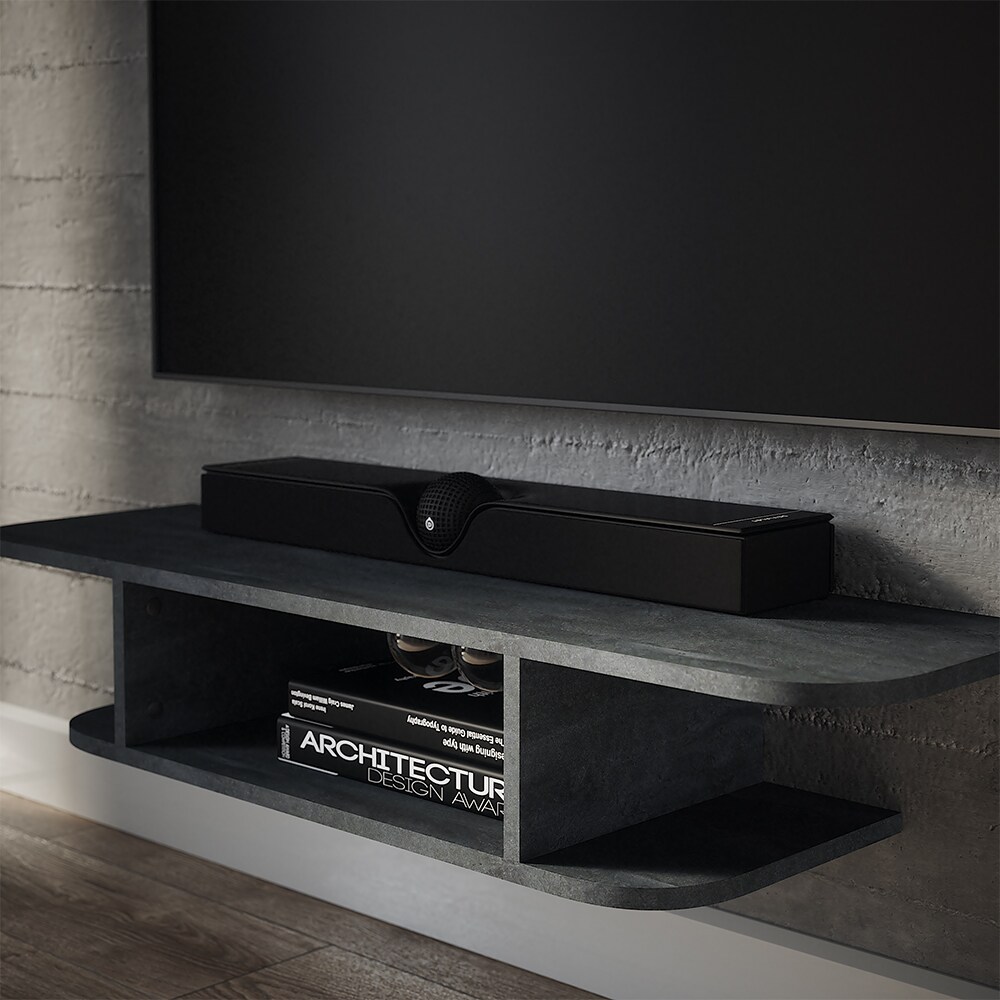 Vicco CD-Regal Lorio Schwarz Beton 105 x 18,2 cm offene Fächer