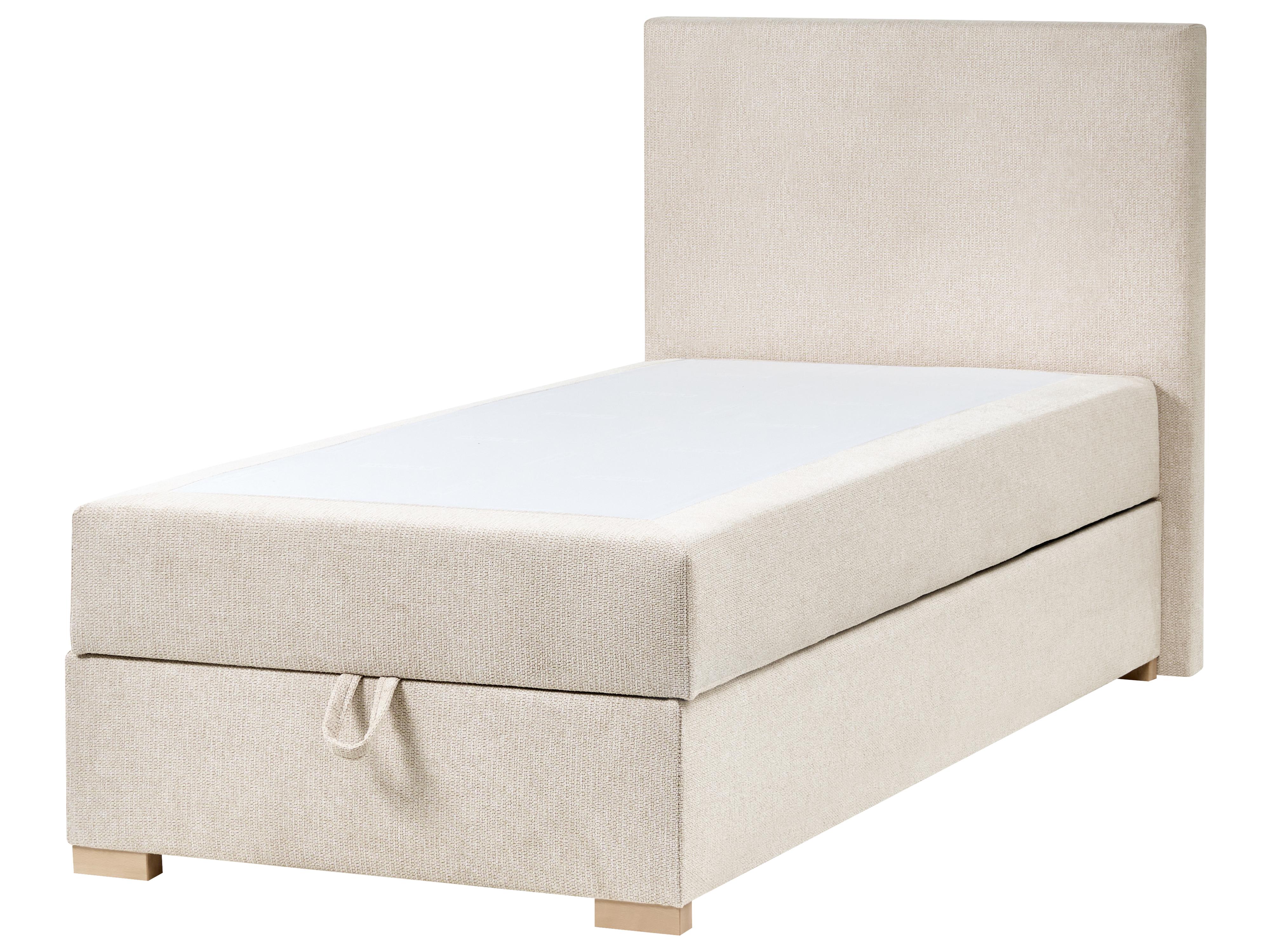 Boxspring met opbergruimte Stof MAJOR 90 x 200 cm Lichtbeige