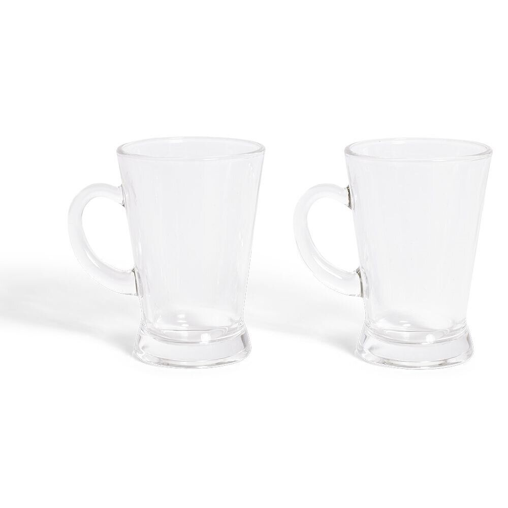 Lot de 2 tasses à café 170ml verre transparent