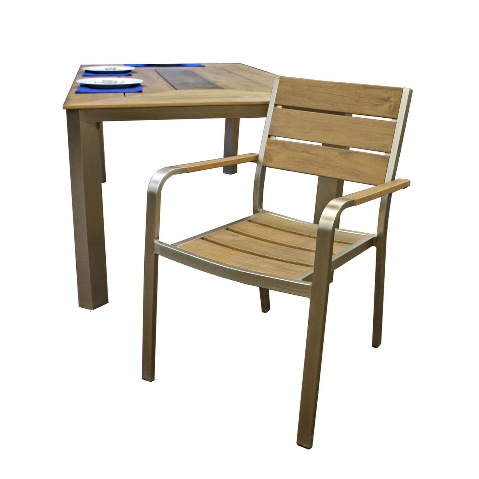2er-Set Stapelstuhl FLORENCE - champagner - Teak