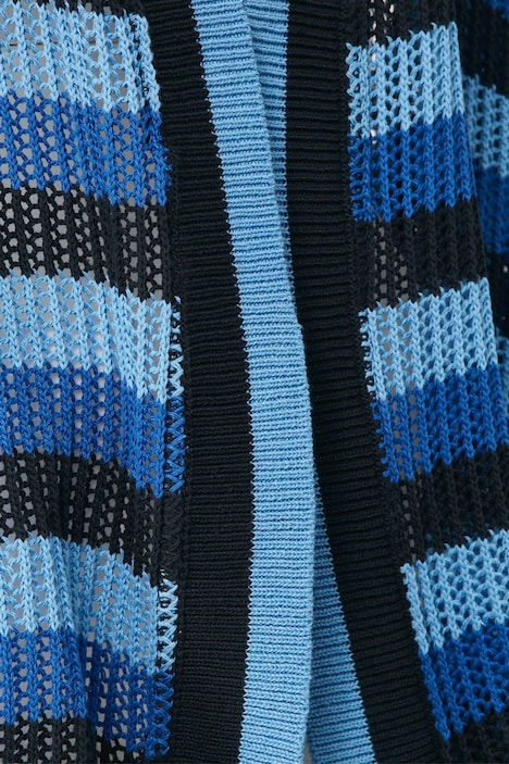 Strickjacke, oversized, Rippstrick, Streifen, offene Form, 3/4-Ärmel