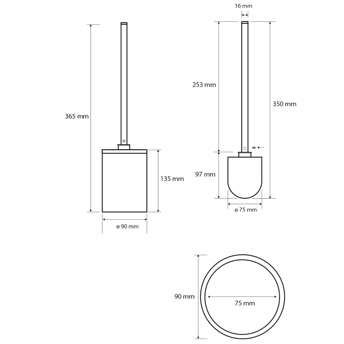 Sapho X-Round toiletborstel wit