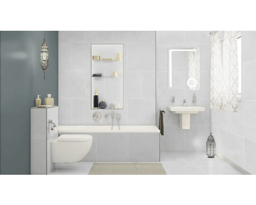 Porseleinen steengoed wand- en vloertegel Structure Perla mat grijs 60 x 60 cm